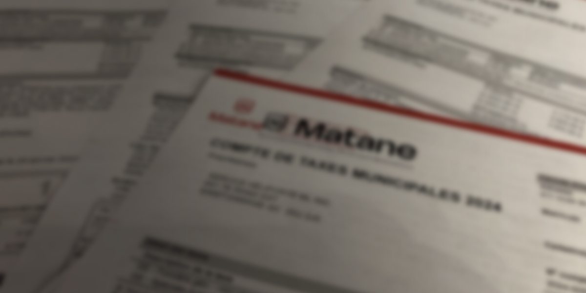 Une image des documents officiels de taxes de la Ville de Matane