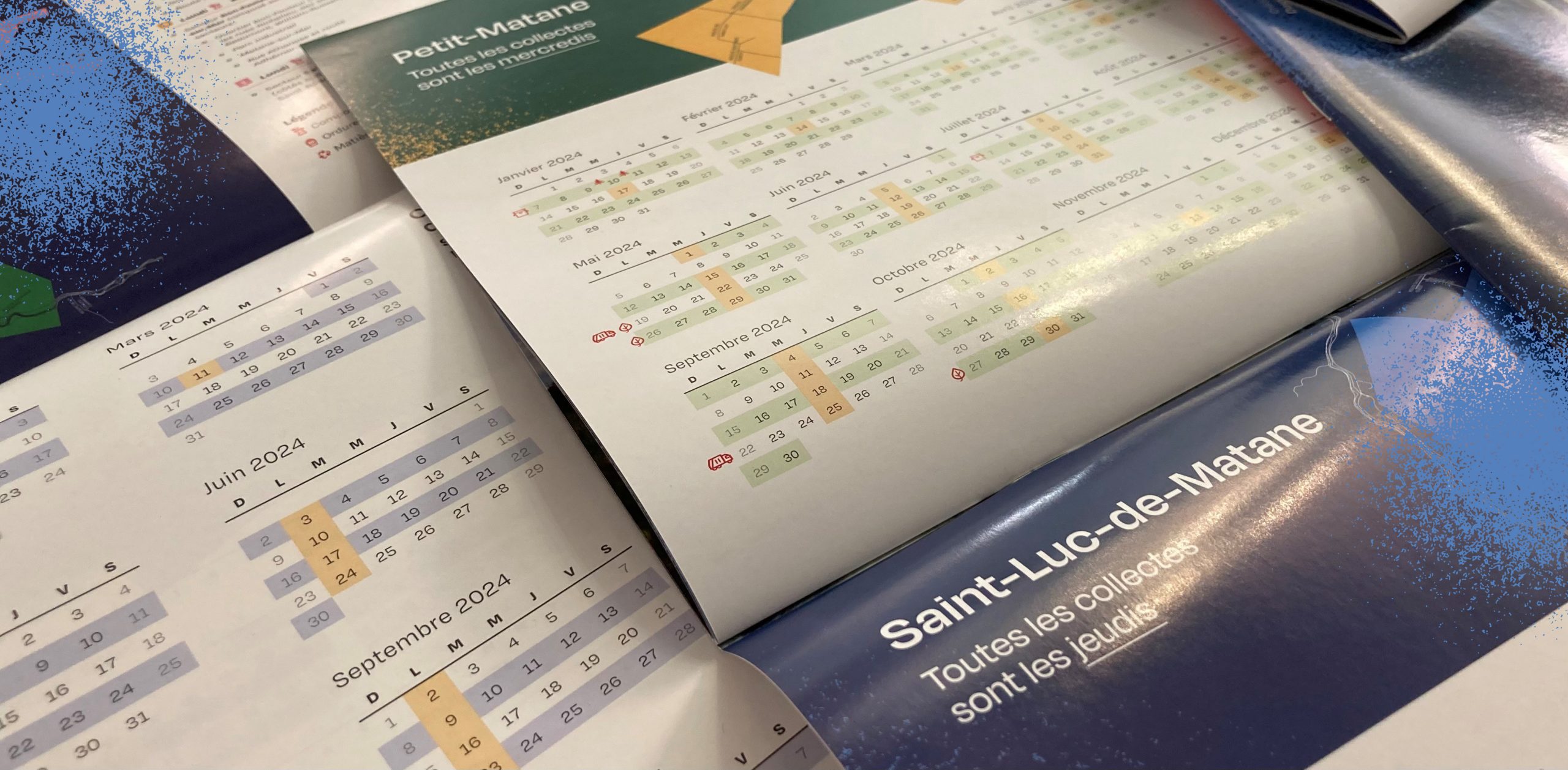 L’horaire des collecte des secteurs de la ville dans le calendrier municipal de Matane. 