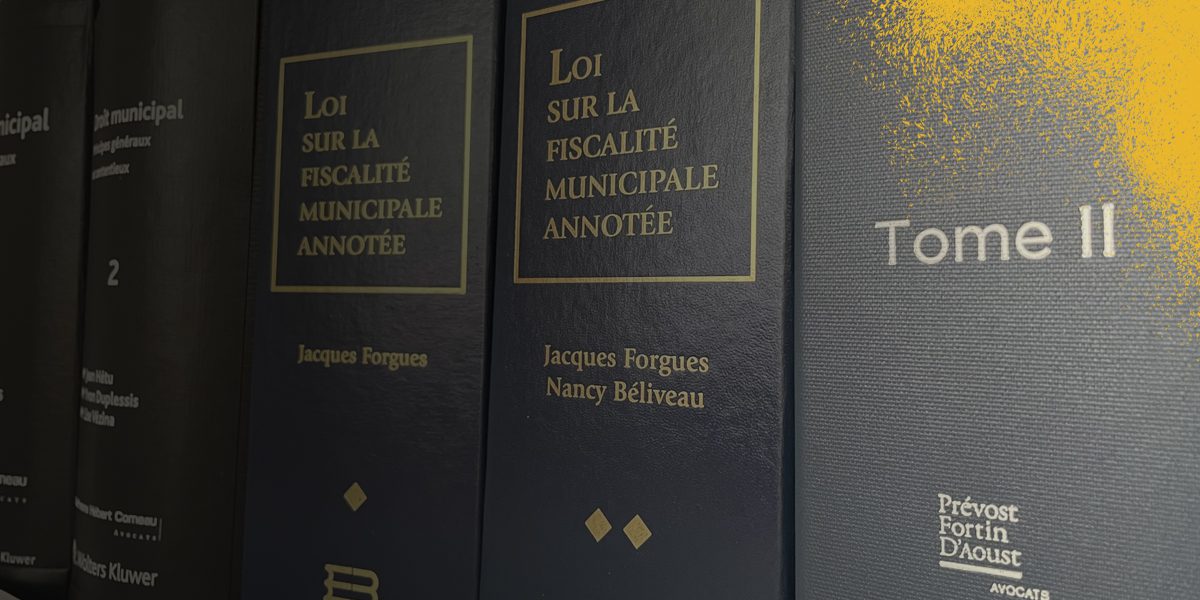 Les reliures des tomes sur la Loi sur la fiscalité municipale